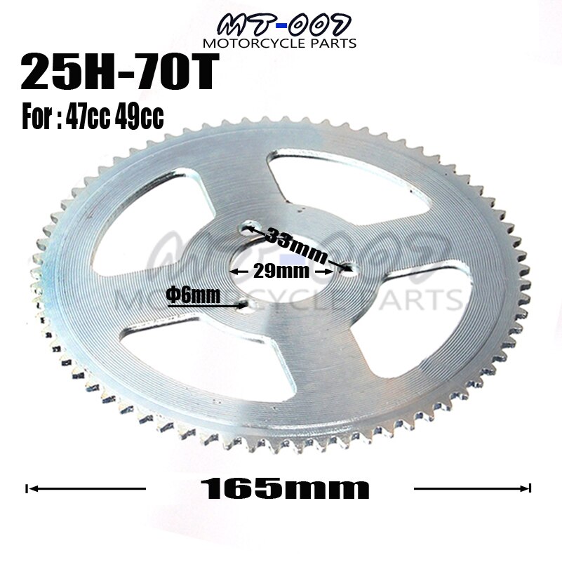 25H 70T Tooth 29MM Rear Sprocket Mini Moto ATV Quad Dirt Pit Pocket Bike Chopper 47CC 49CC