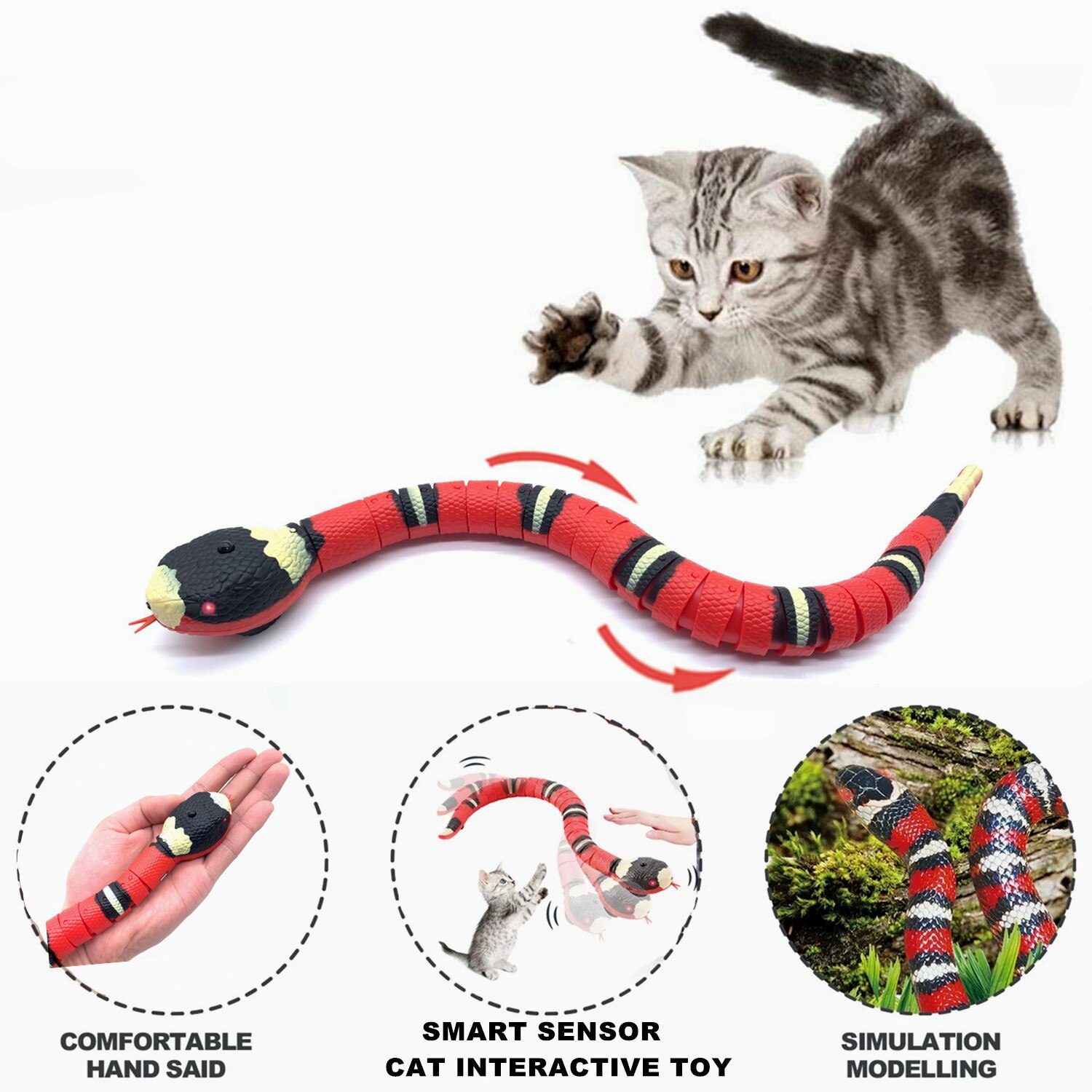 Rechargeable Remote Control Snake Prank Toys Infrared RC Naja Cobra Viper with Egg Automatic Eletronic Snake Cat Teasering Play