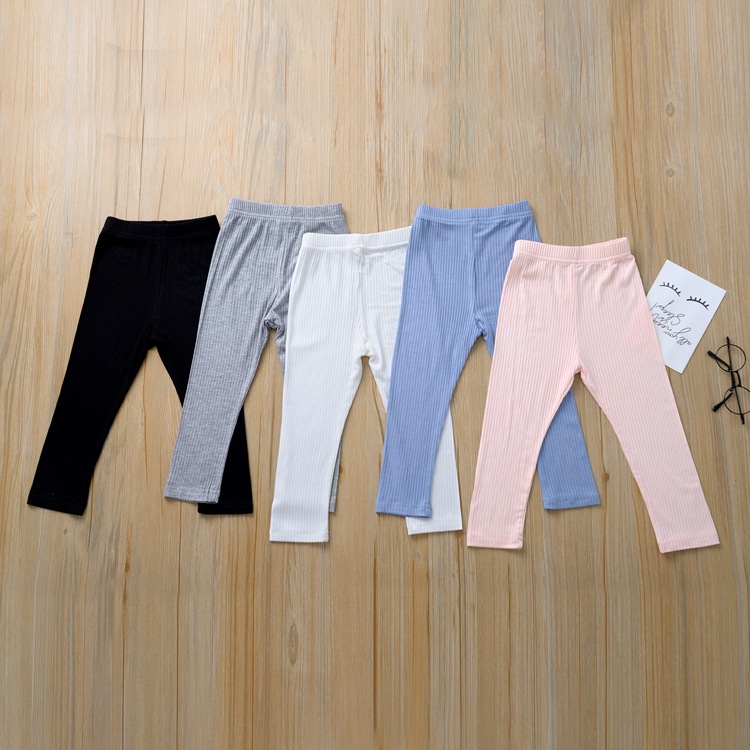 Vauvan housut taapero tytöt yksiväriset leggingsit housut lasten söpöt 100%  puuvilla ribbihousut alaosat lapsille tytöille leggingsit