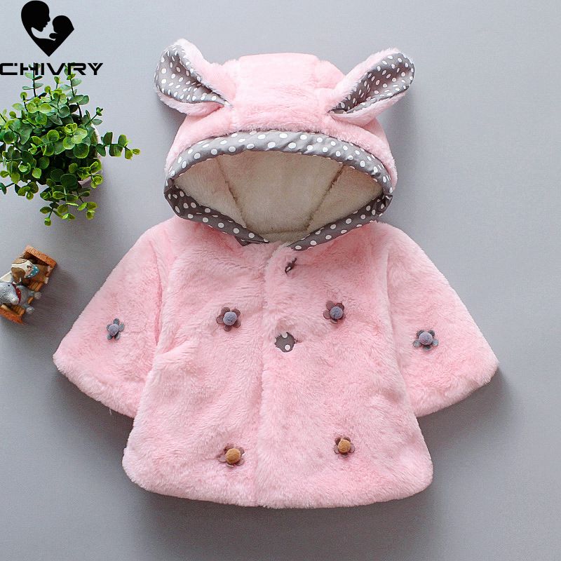 Babymeisjes herfst winter wollen cape jas schattige konijnenoren capuchon vleermuismouwen jassen peuter baby bovenkleding