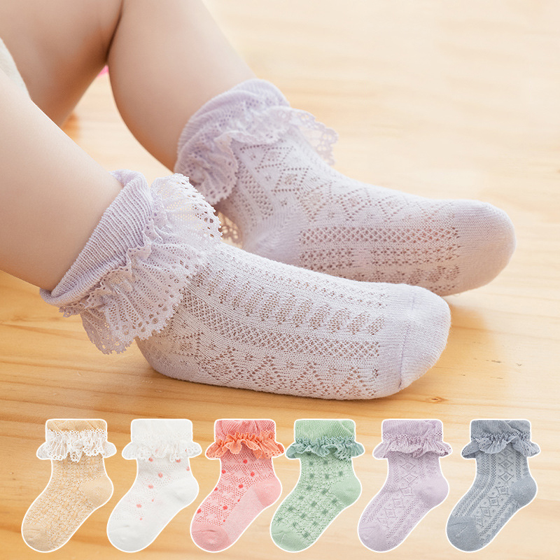 Summer Children Thin Cotton Princess Socks Baby Infant Girls Sweet Breathable Mesh Lace Socks Clothes Accessories