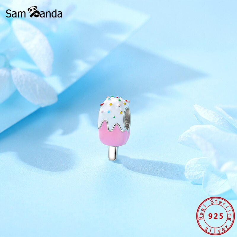Authentic 100% 925 Sterling Silver Charms Ice Cream CZ Fit Original Bracelets Women DIY Jewelry