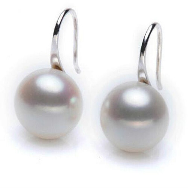 Vrouwen Exquisite Eenvoudige Big Clear Parel Oorbellen Ronde Witte Parel Oorbellen Sieraden Klassieke Oorbellen Voor Bruiloft Elegante