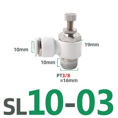 SL pneumatic quick coupling hose 4 6 8 10 12mm M5" 1/8" 1/4" 3/8" 1/2 air speed adjustment control valve acceleration valve: SL10-03