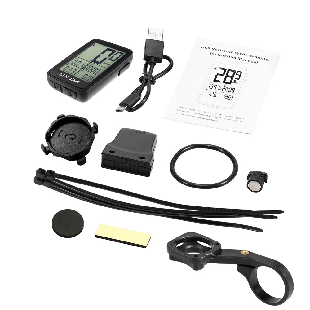 Lixada Bike Computer Usb Oplaadbare Draadloze Fiets Fietscomputer Fiets Snelheidsmeter Kilometerteller Met Computer Mount Houder