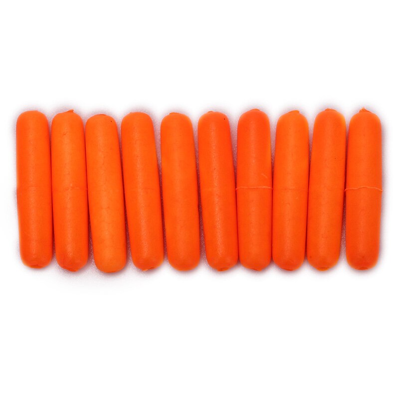 10pcs Small Foam Cylinder Rig Float Fishing Float Tip Visual Beans Red Orange Yellow Green Stops Terminal Accessories: Orange