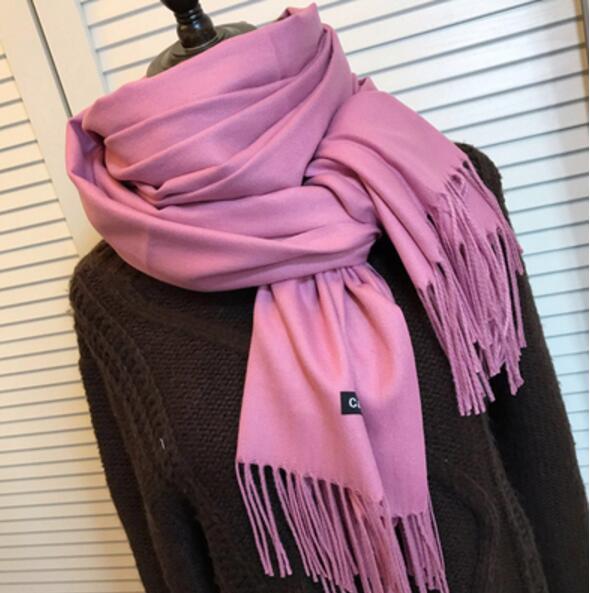 Winter Women Scarf Solid double-side Soft Cashmere Scarves Shawl And Wraps Bandana Female Foulard Tassel: color 19