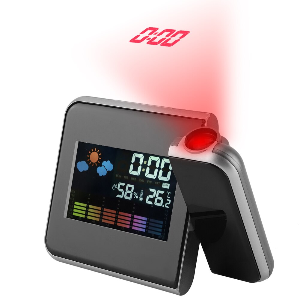 Projection Digital Snooze Alarm Clock Color Weather Display LED Backlight Clock