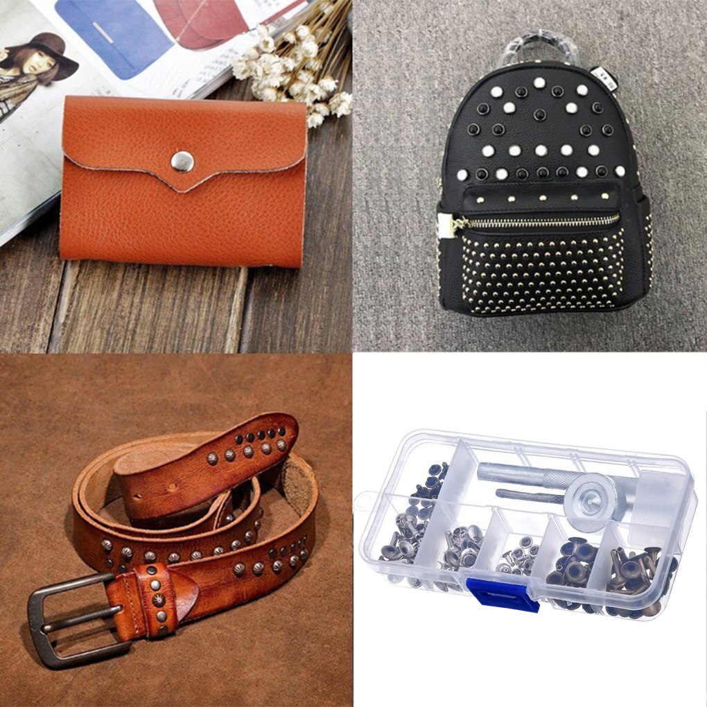 180 Pcs/set 6mm 8mm Double Cap Rivet Leather Craft Bag Clothes Snap Button Press Stud Fastener Kit