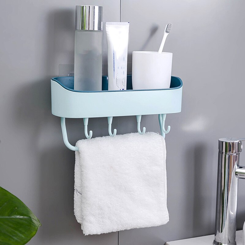 1pc badeværelser plasthylde med krog opbevaring afløbskurv stativ bruser shampoo toiletartikler holder boks vægpasta hængende beholder