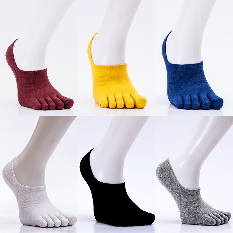 Toe Socks Men and Women Five Fingers Socks Breathable Cotton Socks Sports Running Solid Color Black White Grey Blue khaki coffee