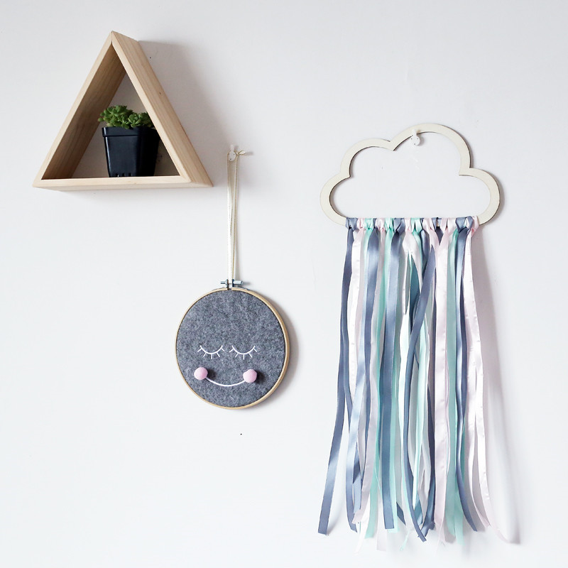 ins styl skandynawski drewniane puste chmury kutas wisiorek wiszący ornament ścienny dekoracja pokoju dziecięcego przedszkole fotografia rekwizyty: F