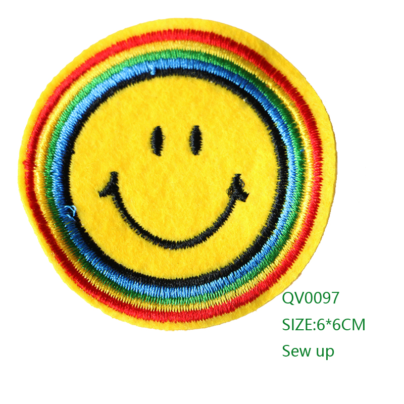 Leuke Hond, Kat, smiley Ronde Icoon Geborduurde Ijzer Op Patches Voor Kleding Diy Strepen Kleding Patchwork Sticker Custom Badges: QV0097