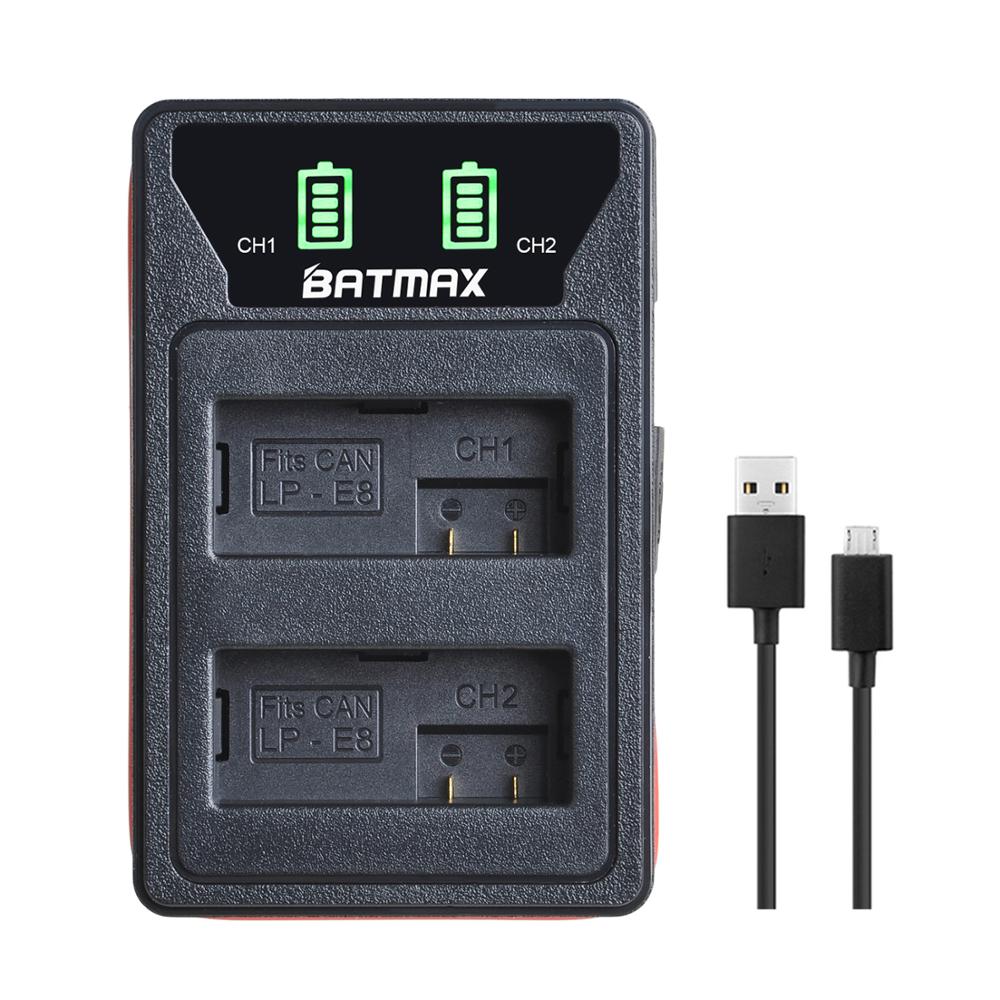 4 sztuk 1800mAh LP-E8 LP E8 LPE8 aparat bateria + LED wbudowany port USB ładowarka do canona EOS 550D 600D 650D 700D T2i T3i T4i T5i: Charger