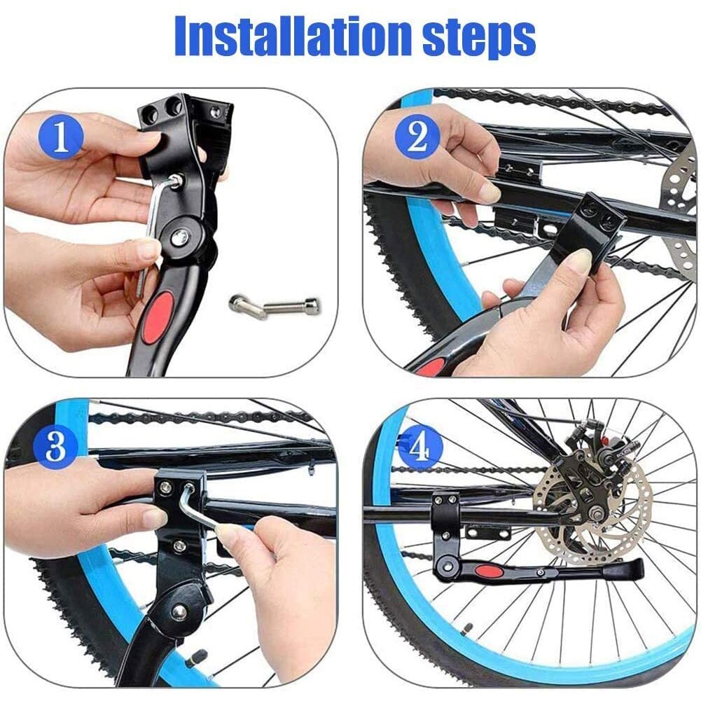 Pata de cabra para bicicleta de montaña, con patas de goma antideslizantes, soporte ajustable de aleación de aluminio, 20-28 pulgadas