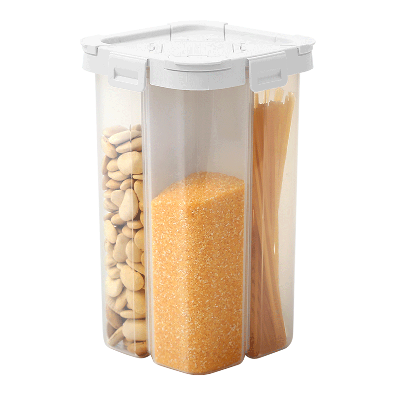 AMINNO Cereal Storage Container Plastic Cereal Dispenser Kitchen Dry Food Storage Container Oat Dispenser BPA-Free Box: White 2.3L