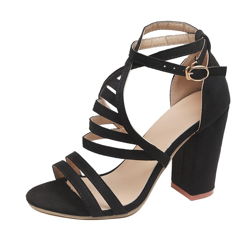 Gröna kilar skor gladiatorskor mocka platåklackar spänne romerska skor kvinna plattform sommar peep toe sandaler plus size: Svart / 43