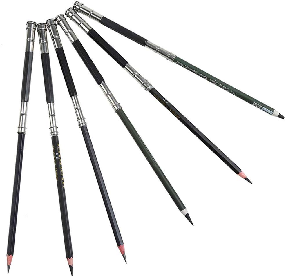 Adjustable Dual Head Extender Pencil Holder Lengthener Pencil Art Craft Hobby Makeup Eyeliner Pencil Sketch Write Drawing Tool