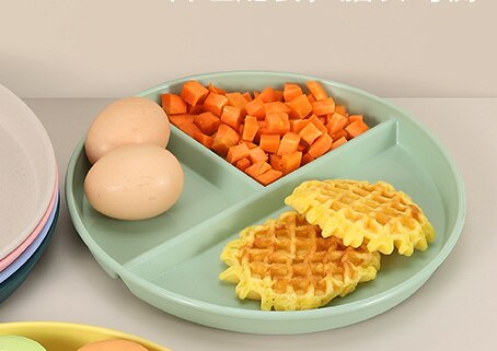 Plato divisor de plástico para desayuno, placa para reducir la grasa, para perder peso: green