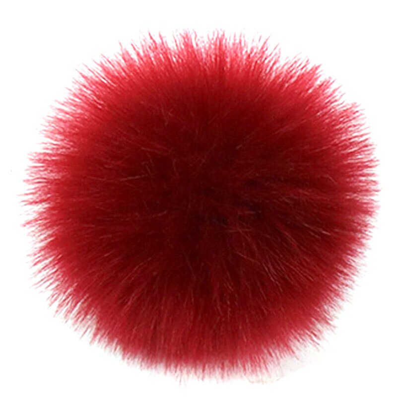 Pompones grandes de piel de zorro Real DIY, 10cm, pompones de piel de mapache, bolas, gorros y Pompón de pelo Natural para bolsos, zapatos, bufandas, accesorios: wine red1