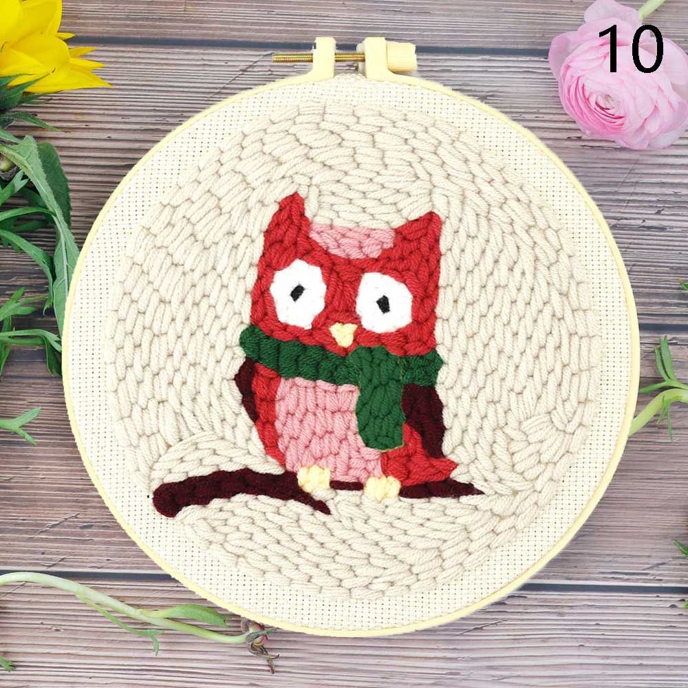 DIY Cartoon Animal Pattern Embroidery Set Needlework Tools Printed Beginner Embroidery Round Cross Stitch Kit Sewing Craft Kit: 10