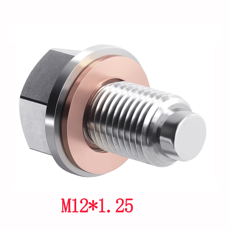 Magnetischer Ölablassschraube M12 x 1,5 Neodym-Magnet-Edelstahlbolzen mit 5 Cooper-Unterlegscheiben