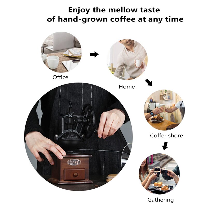 Retrostil burr kaffekvarn manuell hand kaffebryggare majs kvarn hand-vev rulle kaffekvarn kaffeverktyg
