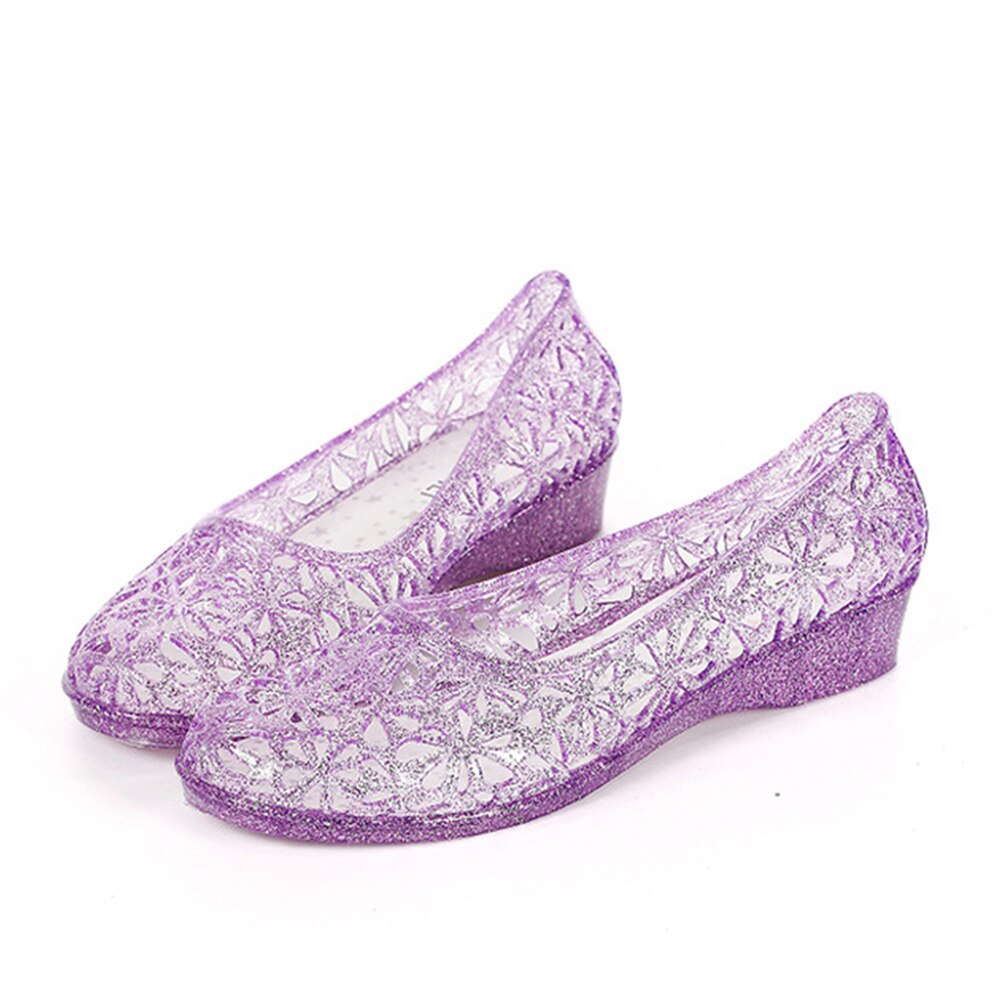 Hollow Out Zomer Sandalen Vrouwen Peep Toe Wedge Sandalen Zoete Gelei Schoenen Vrouw Zomer Schoenen Voor Lady Maat plus 36-40: Paars / 5