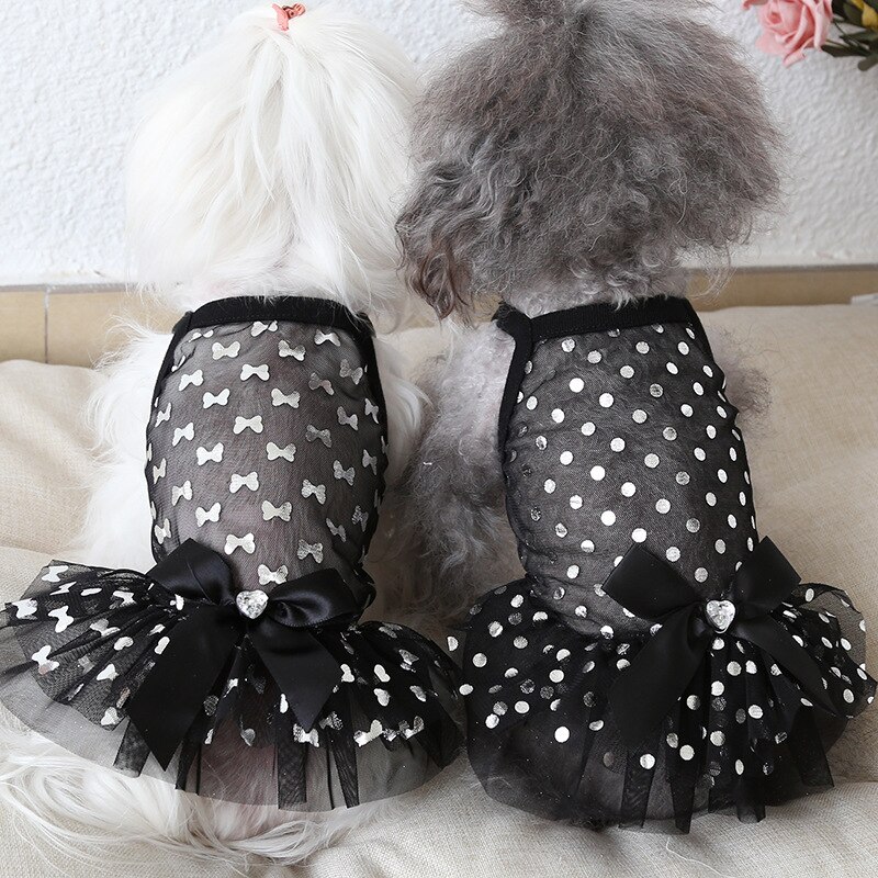 Respirant noir maille chien vêtements York été Bling robes de mariée pour petit Animal de compagnie chiot Animal Chihuahua chat marchandises fournitures