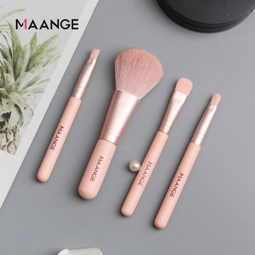 MAANGE 4 Pcs Mini Makeup Brush Set With Micro Crystal Hair Powder Blush EyeShadow Eyeliner Lip Multifunctional Soft Makeup Brush