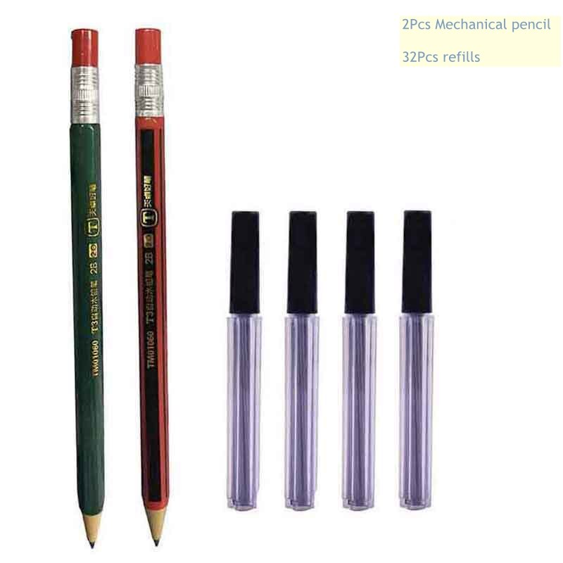 Cute Mechanical pencil Set 2.0mm 2B Drawing Writing Activity Pencil With Refill Office School Kawaii Stationery 4/27Pcs/lot: 27Pcs set C