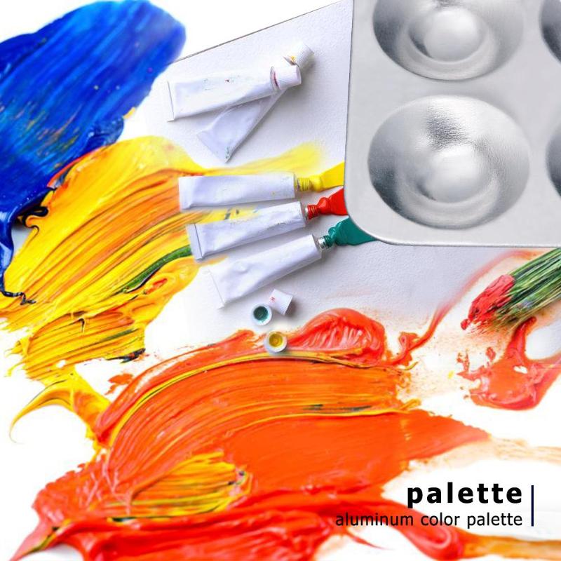 Aluminum Rectangle 6 Holes Color Mixing Palette Artist Watercolor Palette