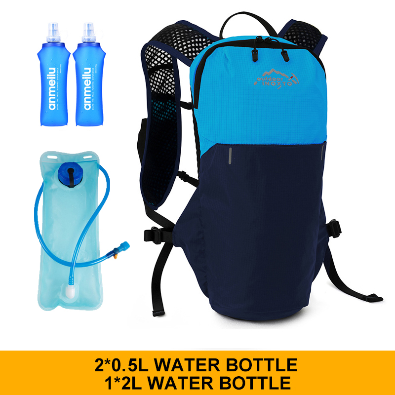 INOXTO Wasserdichter Laufrucksack, 5 l, ultraleichte Trinkweste, Rucksack, wandern- und Fahrradtasche, atmungsaktive Sporttasche, 2 l Wasserbeutel: violette Farbe