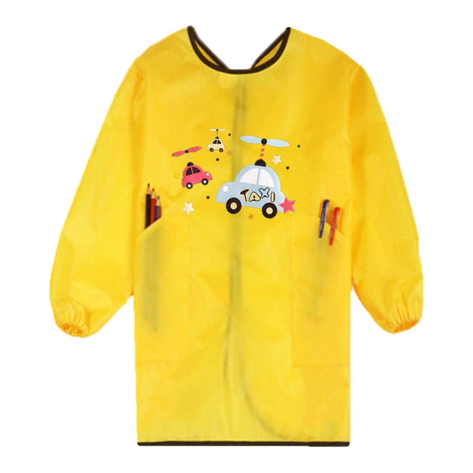 Kids Children Aprons, Craft Art Bib Waterproof Long Sleeve Play Apron Kids Art Smock for Feeding Baking Painting Cooking: Car L