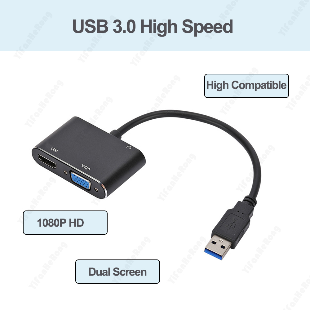 USB 3.0 to HDMI-Compatible VGA Adapter Converter DVI 1080P HD for Computer to Projector TV Monitor Extend Screen VGA Cable