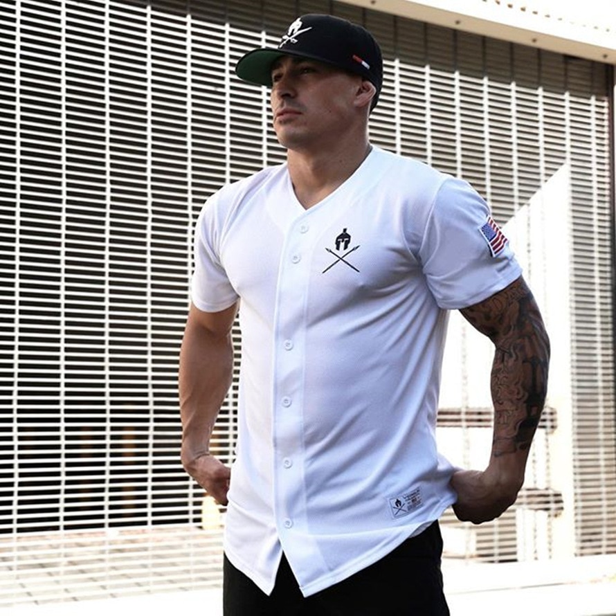 Maglietta da uomo Muscle fitness estate nuovo cardigan moda sport fitness top da corsa da uomo a maniche corte