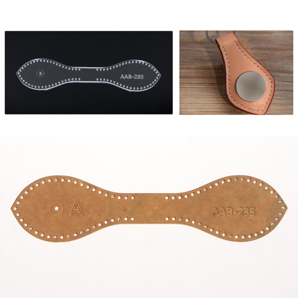 Leather Handmade Craft Women Men Keychain Key Chain Sewing Pattern Acrylic Stencil Template Sewing Accessories with Holes