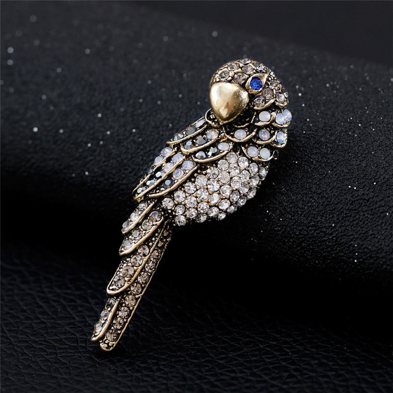 Vintage Papegaai Broche Rhinestone Crystal Pins en Broches voor Vrouwen Vogel Broche Sieraden Breastpin Trui Decoratie Pin