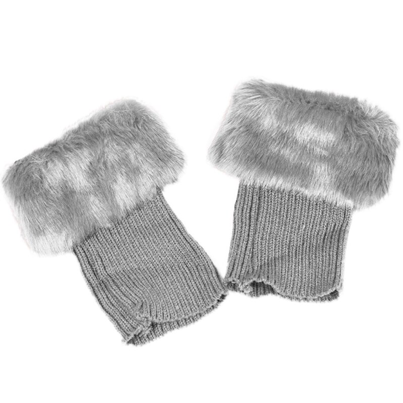 Guêtres en fourrure tricotée au Crochet pour femmes, chauffe-jambes, poignets, chaussettes, guêtres, hiver