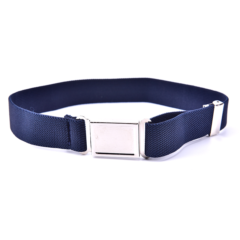 1pcs Adjustable Elastic Canvas Belt For Children Striped Stretch Western Strap Belt Boys Girls: dark blue