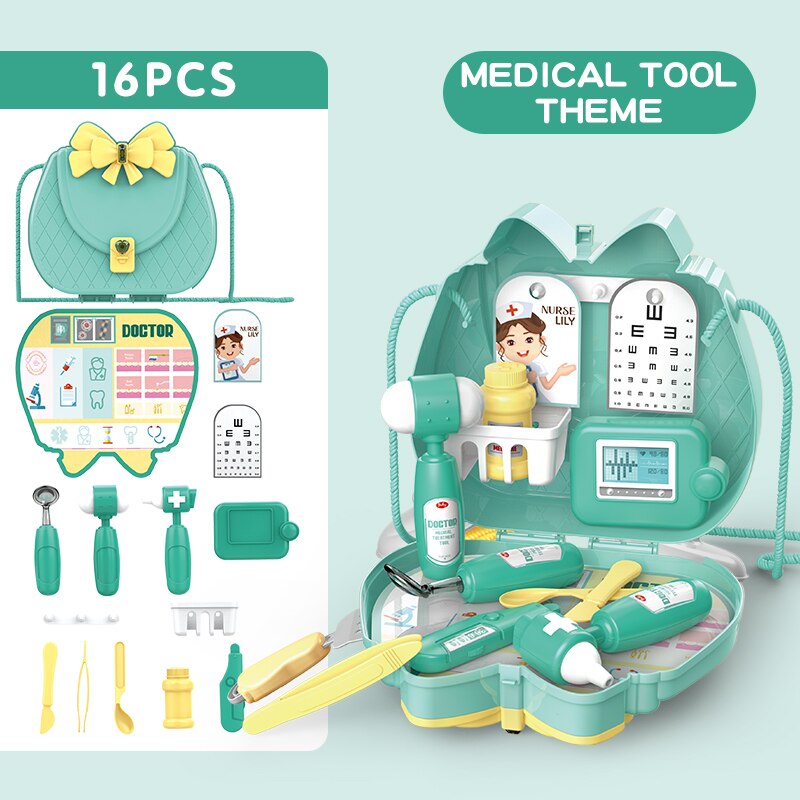 Kinder Küche Spielzeug Für Mädchen Simulation Pretend Spielen Tun haus Rucksack Pädagogische Prinzessin Docter Machen Up Handtasche kinder Tasche: Play House Doctor