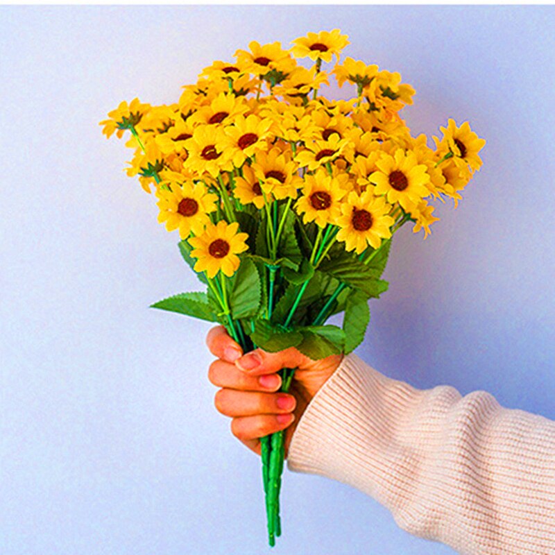 20 Hoofd Nep Zonnebloem Zijde Kunstmatige Bloemen Boeket Voor Wedding Party Christmas Festival Event Tafel Decoratie Nep Bloem