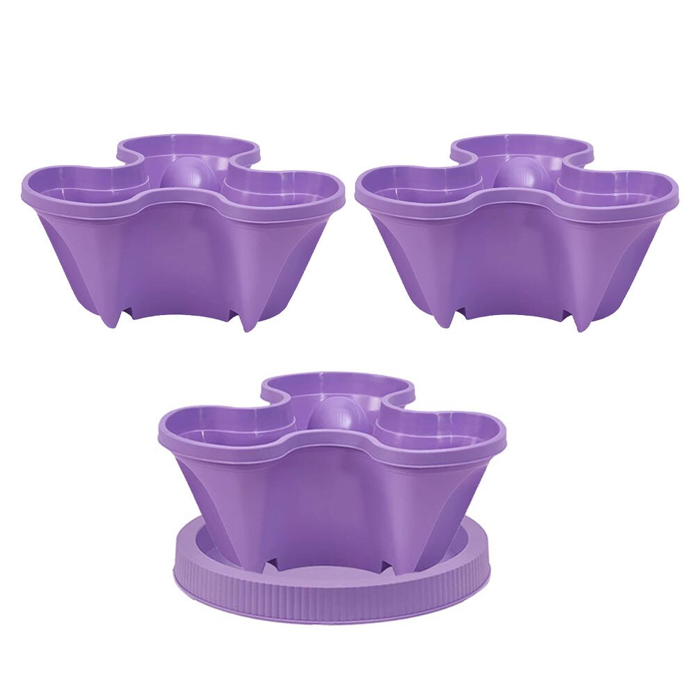 3PCS Stackable Flower Tower Multi-Layer Plant Pot Vertical Combination Planter Three Petal Plastic With Tray For Garden Balcony: Purple