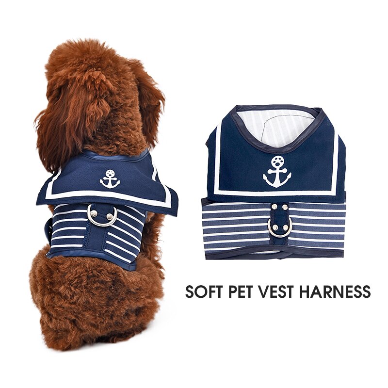 Retro Stijl Hond Harnas Kat Kraag Kleding Navy Hond Vest Harness Leash Pothook Knop Hond Apparel Animal Levert XS-XL