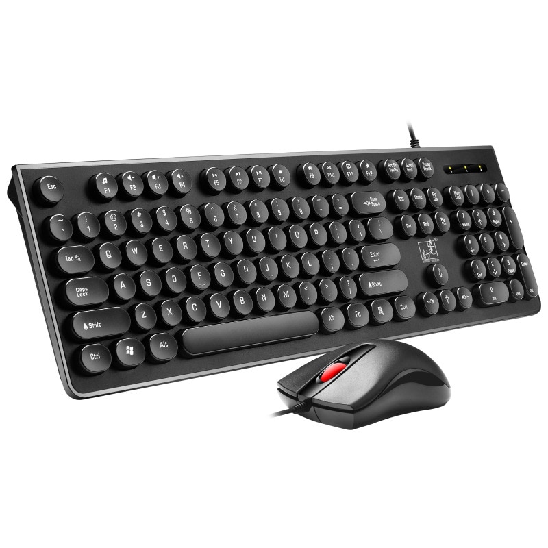 S500 Keyboard Mouse Combo Wired Office Keyboard, 104 Keys USB Ergonomic Wrist Rest Keyboard for Windows PC Gamer Desktop: Black Set 2