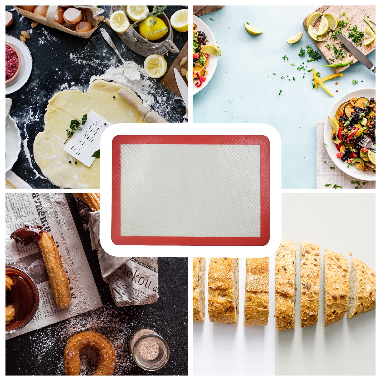 Silikon Backen Matten Schneidebrett rollen Matten Kneten Dougn Pad Für Backen Kuchen Gebäck Cookie Pizza Makronen Brot