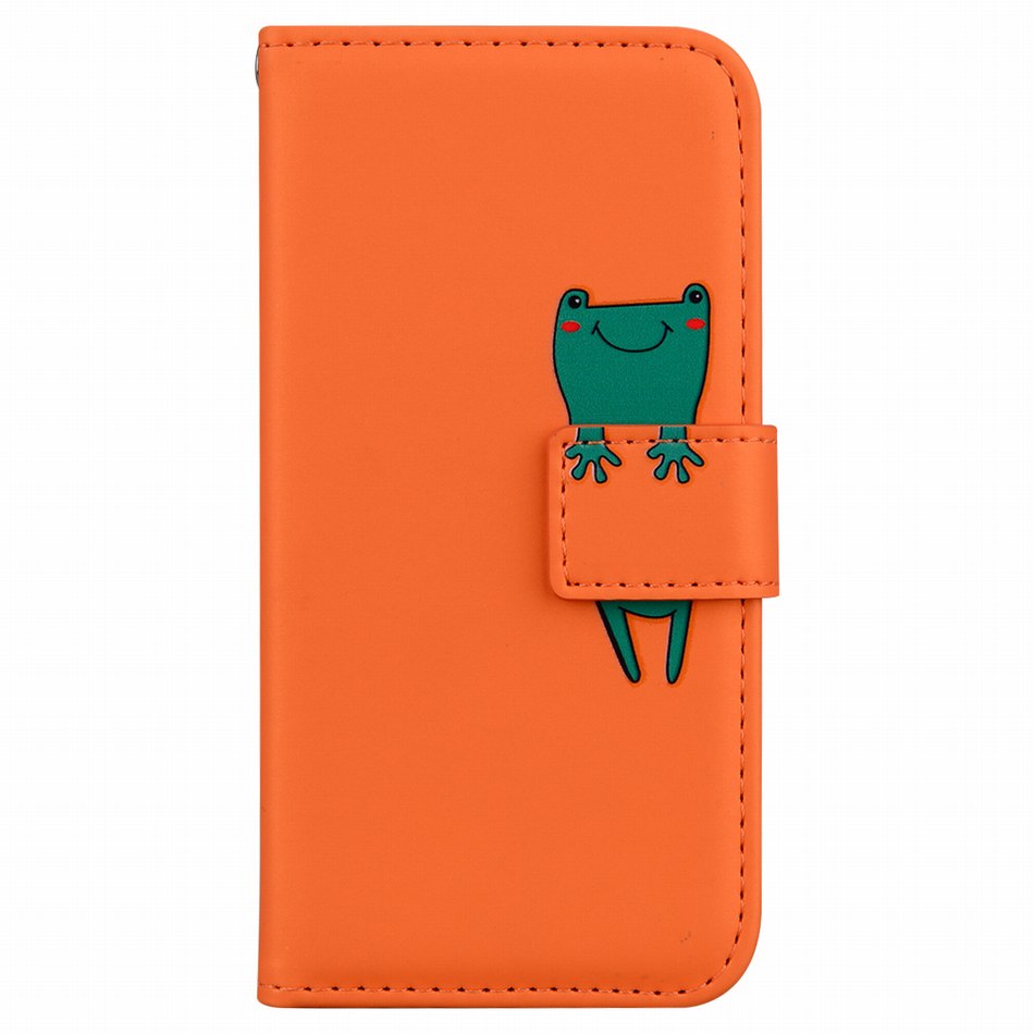 Di Cuoio di lusso Del Telefono Del Raccoglitore Per Redmi 7A Redmi 8A Cassa Del Telefono di Colore Solido Carino Pet Piccolo Animali Panda Rana Cat cane coniglio E22G: For Redmi 7A / Orange