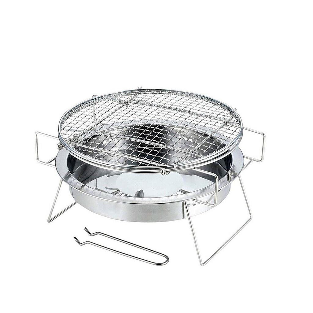 Draagbare Roestvrij Staal Bbq Grill Non-stick Oppervlak Camping Barbecue Grill Outdoor Camping Picknick Tool Kachel Roestvrij 27g3: 22X14cm