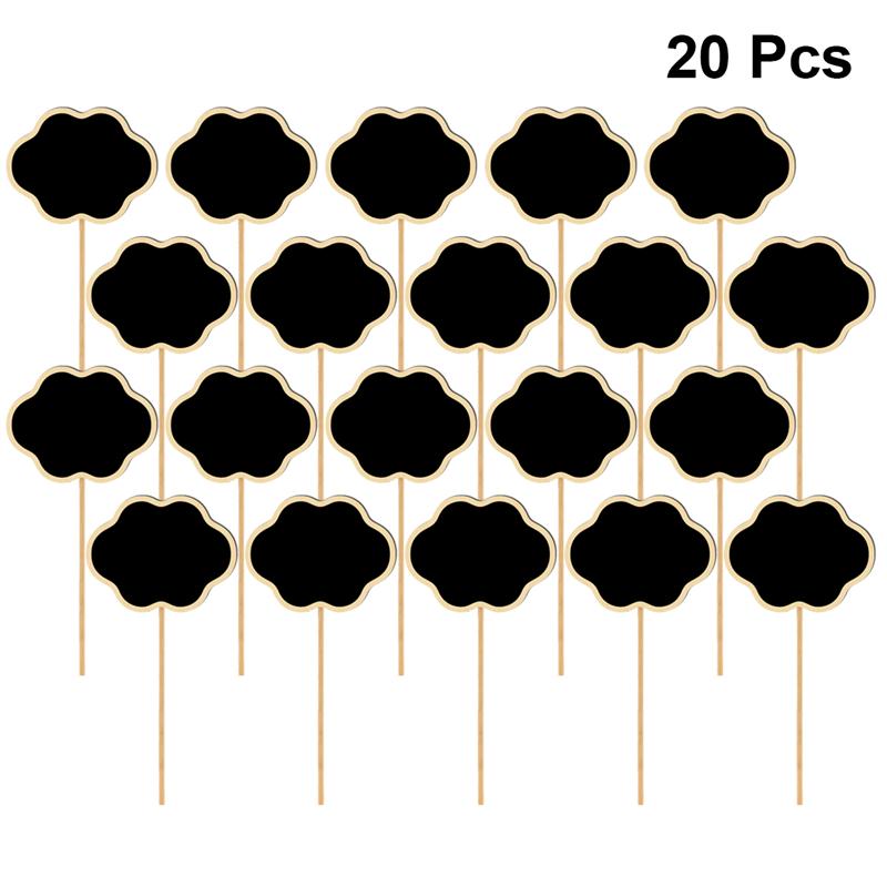20 pièces tableau noir Toppers en bois tableau d'affichage tableau noir signes plantes de jardin étiquettes marqueurs de jardin étiquette: F