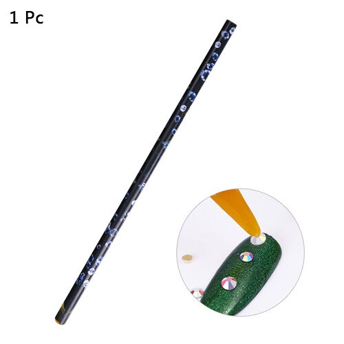 Nicole Dagboek Dual-Ended Puntjes Pen Nail Art Tool Rhinestone Studs Picker Wax Potlood Kristal Kralen Handvat: Licht Geel